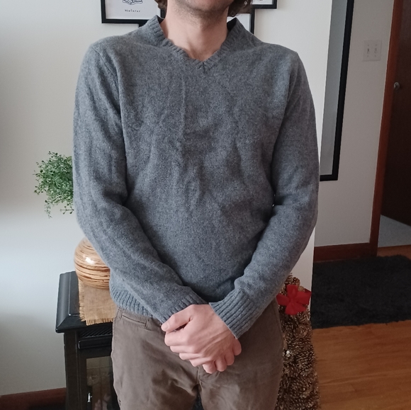 Lambswool Blend Men's Gray Sweater from Black Brown 1826 - Picture 9 of 14